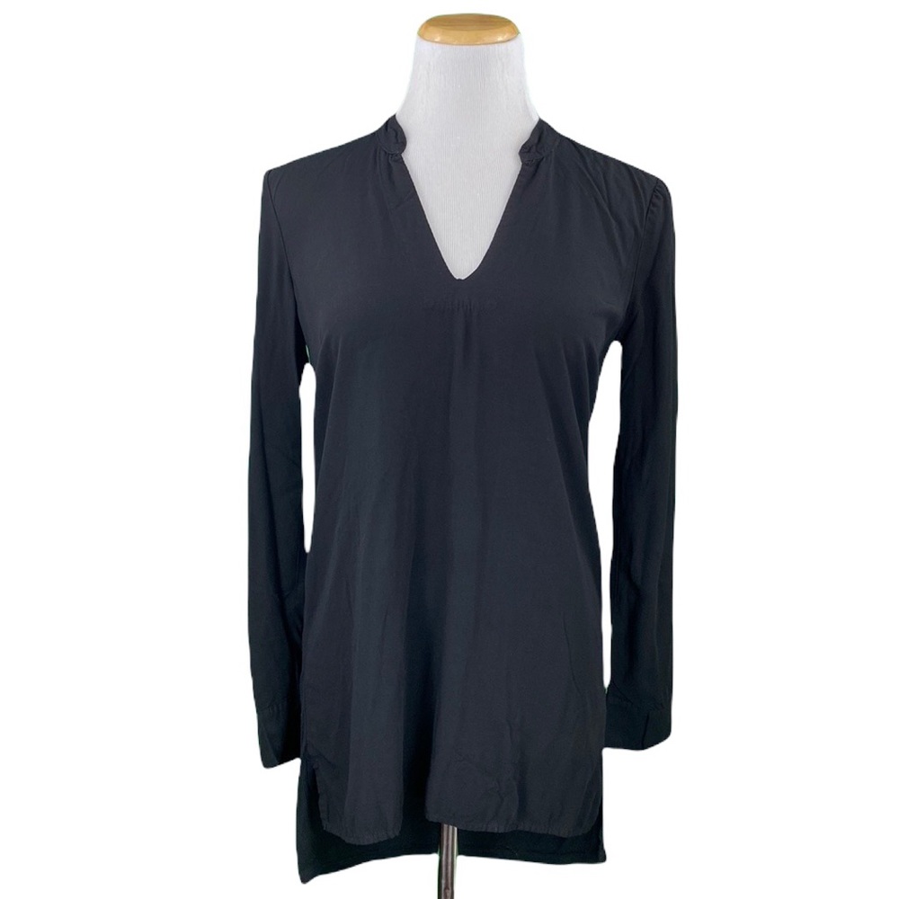 Splendid Classic Black Oversized V-Neck Blouse - Picture 1 of 10